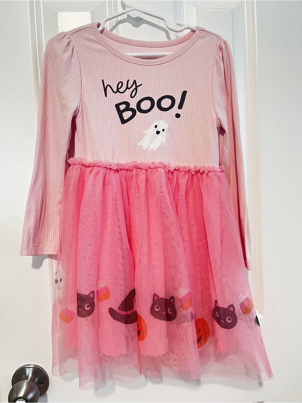 Girls' Pink Halloween 'Hey Boo' Tulle Party Dress
